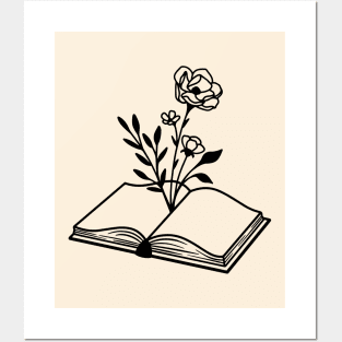 Minimal book with flower Posters and Art